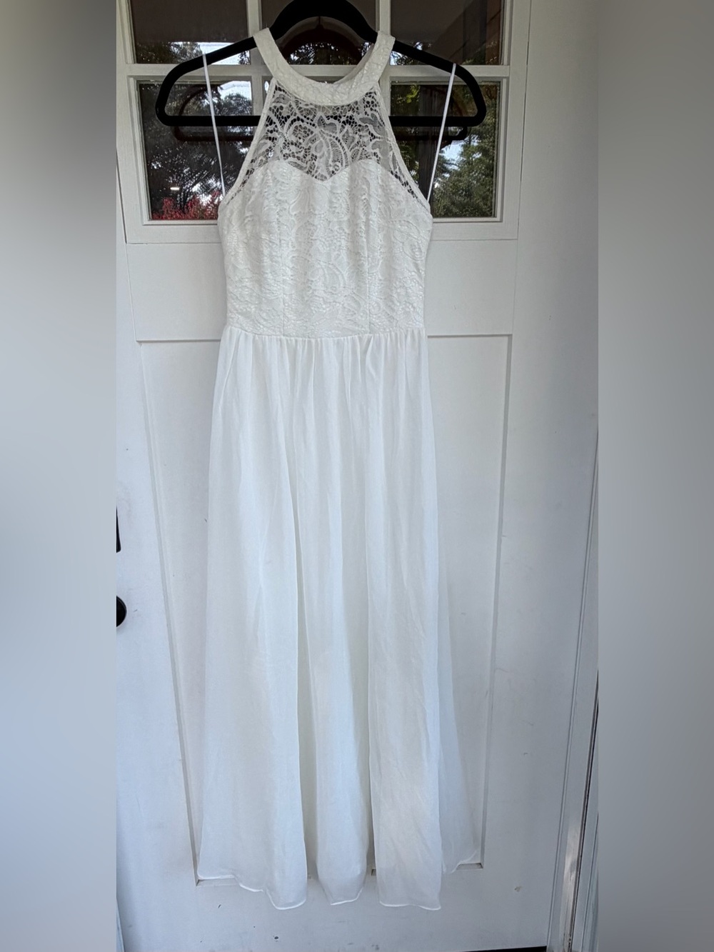 Lace Halter White Wedding Maxi Dress